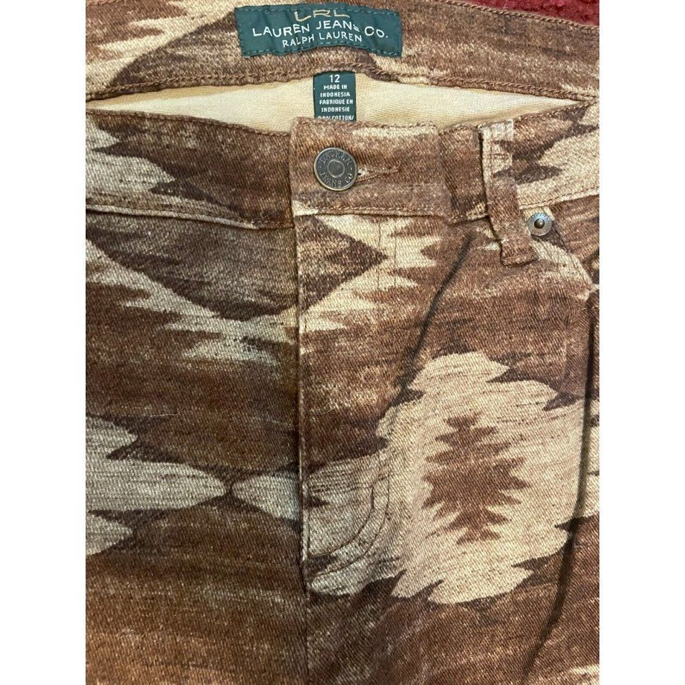 NWT - Lauren Jeans Co.  modern straight tan multi aztec size 12 - Picture 3 of 9
